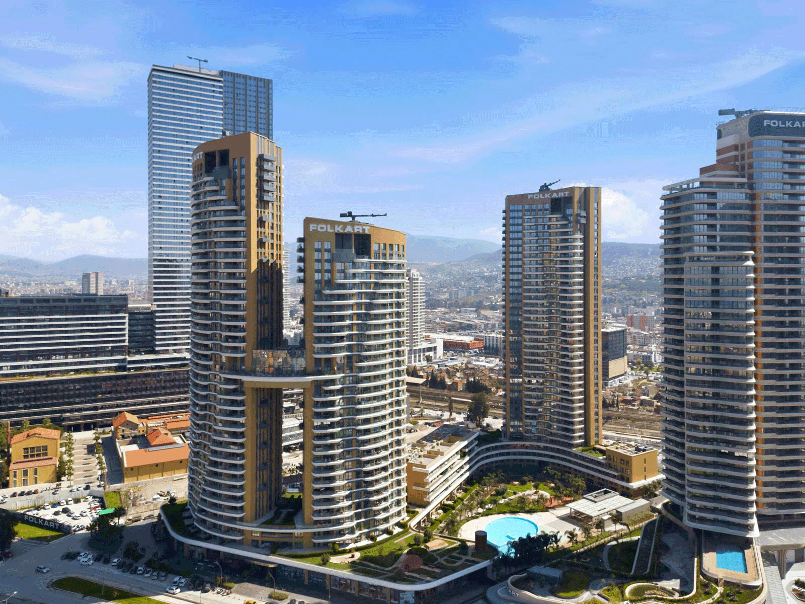 FOLKART VEGA'DA BALKONLU FULL DENİZ MANZARALI 1+1 KİRALIK DAİRE
