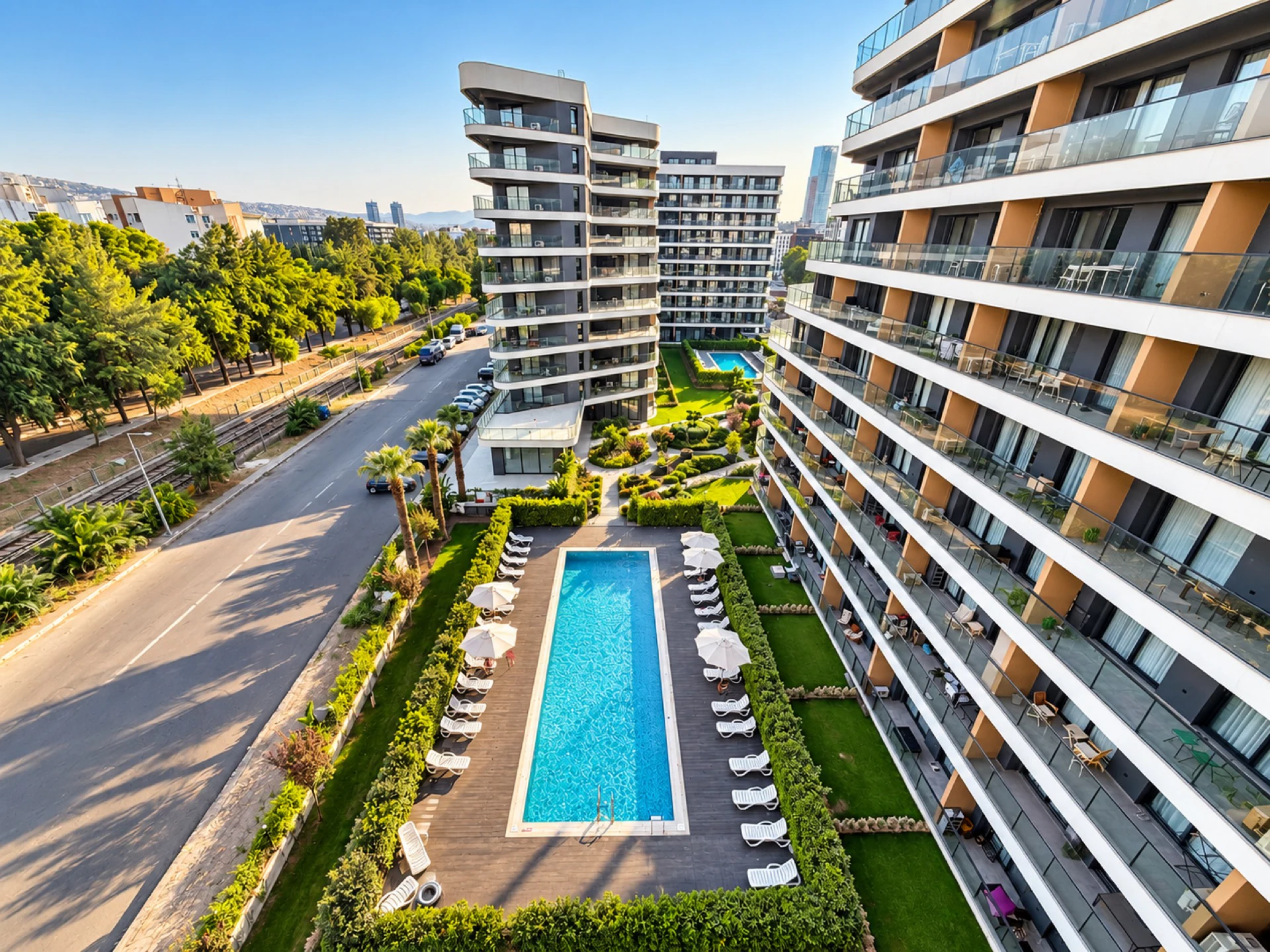 BORNOVA TRADE MARK Pİ SATILIK 1+1 LÜKS EŞYALI HAVUZ CEPHE..